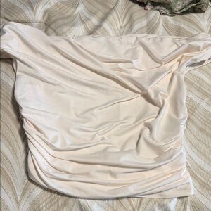 Dynamite Cream Off Shoulder Crop Top